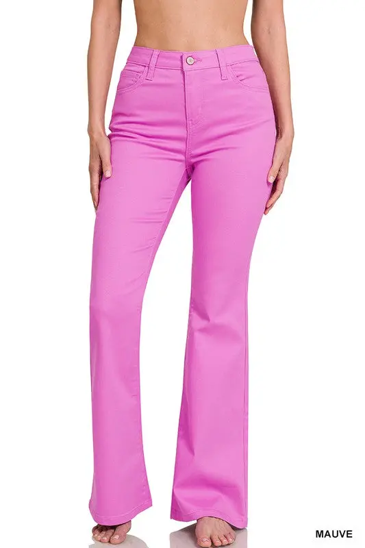 Mauve Bootcut High-Rise Denim Pants