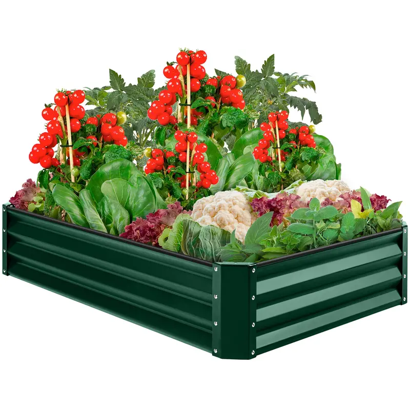Midsize Elevated Garden Planter – 6×3×1 ft Galvanized Steel Bed for Herbs & Blooms