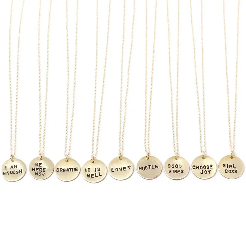 Minimalist Tiny Stamped Gold Necklace