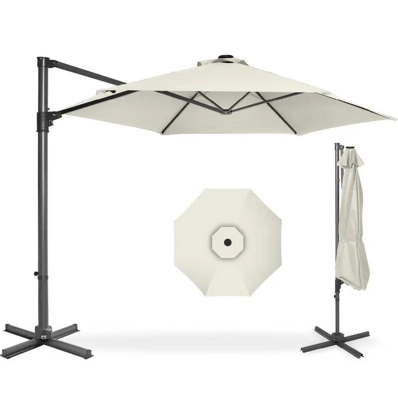 Motorized 360° Swivel Cantilever Patio Umbrella – 10-Foot Modern Shade Solution