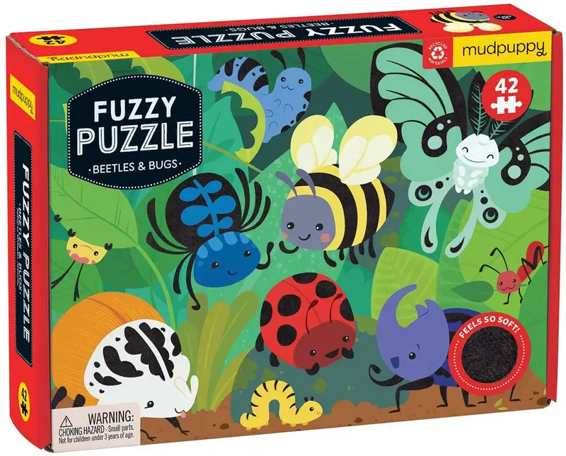 Mudpuppy Beetles & Bugs Fuzzy Texture Puzzle – Tactile Learning Toy