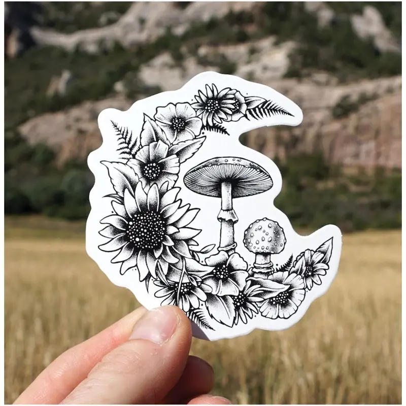 Mystic Moon Themed Sticker Art for Outdoor Enthusiasts