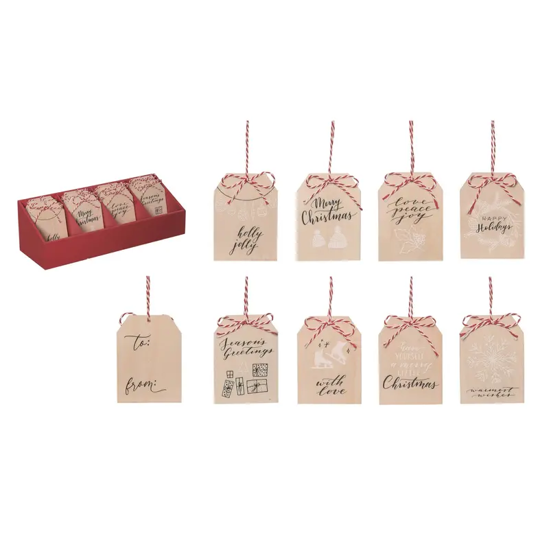 Natural Plywood Christmas Gift Tag Set