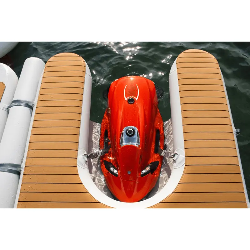 NautiBuoy Voyager Teak C-Dock – Premium Teak-Style Floating Dock with Curved Design