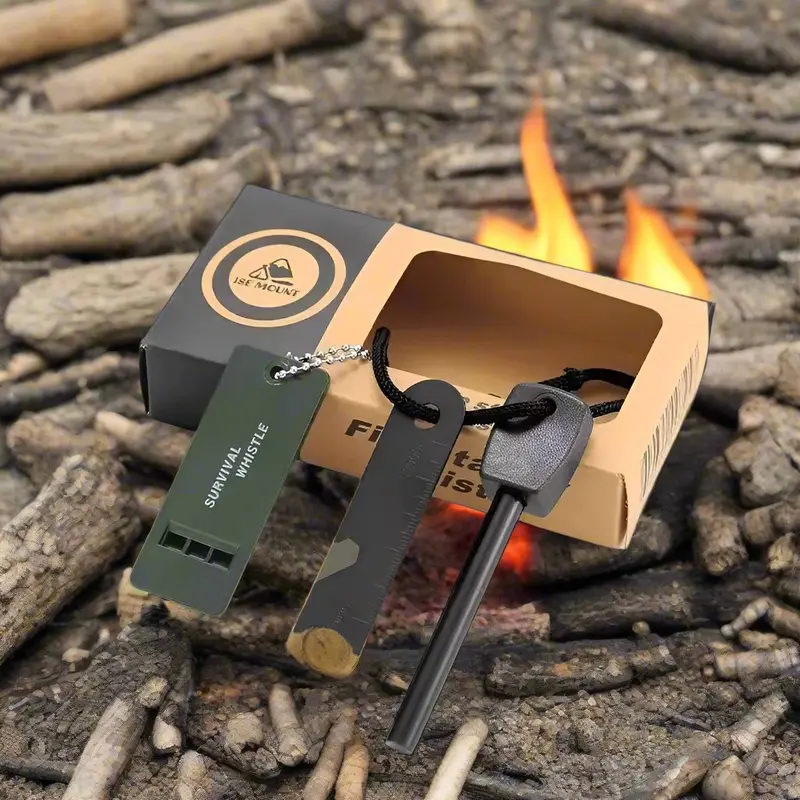 Outdoor Magnesium Flint Stone with Tooth Scraper & Whistle
