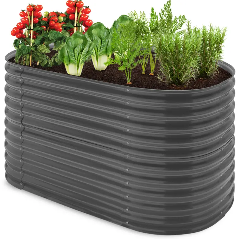 Oval Elevated Garden Planter – Customizable Metal Raised Bed for Flowers & Vegetables – 63 in