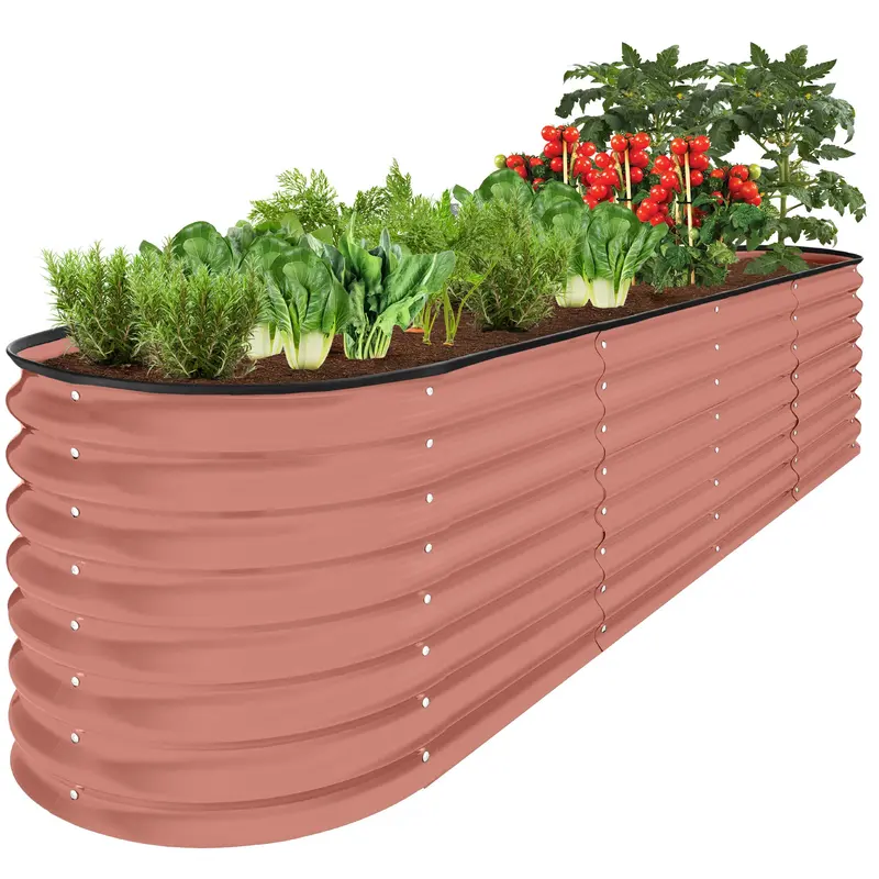 Oval Metal Raised Garden Bed Planter for Vegetables (8′ × 2′ × 2′)