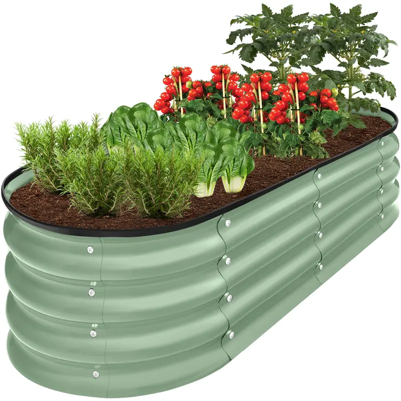 Oval Steel Raised Garden Bed – Compact 4×2×1 ft Elevated Planter for Patios