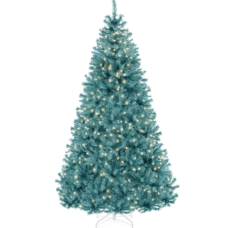 Peacock Blue Pre-Lit Artificial Christmas Tree Featuring Incandescent Bulbs