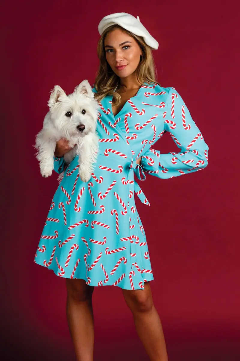 Peppermint Candy Cane Themed Christmas Wrap Dress
