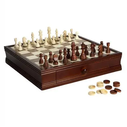 Prodigy Wooden Chess & Checkers Set – 19-Inch Dual-Surface Board