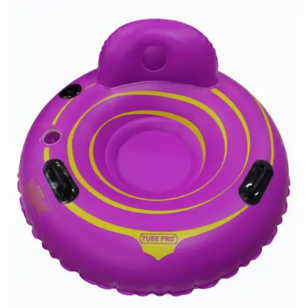 Purple 48-Inch Dual-Tube Inflatable Raft with Backrest, Cup Holder, and Mesh Floor