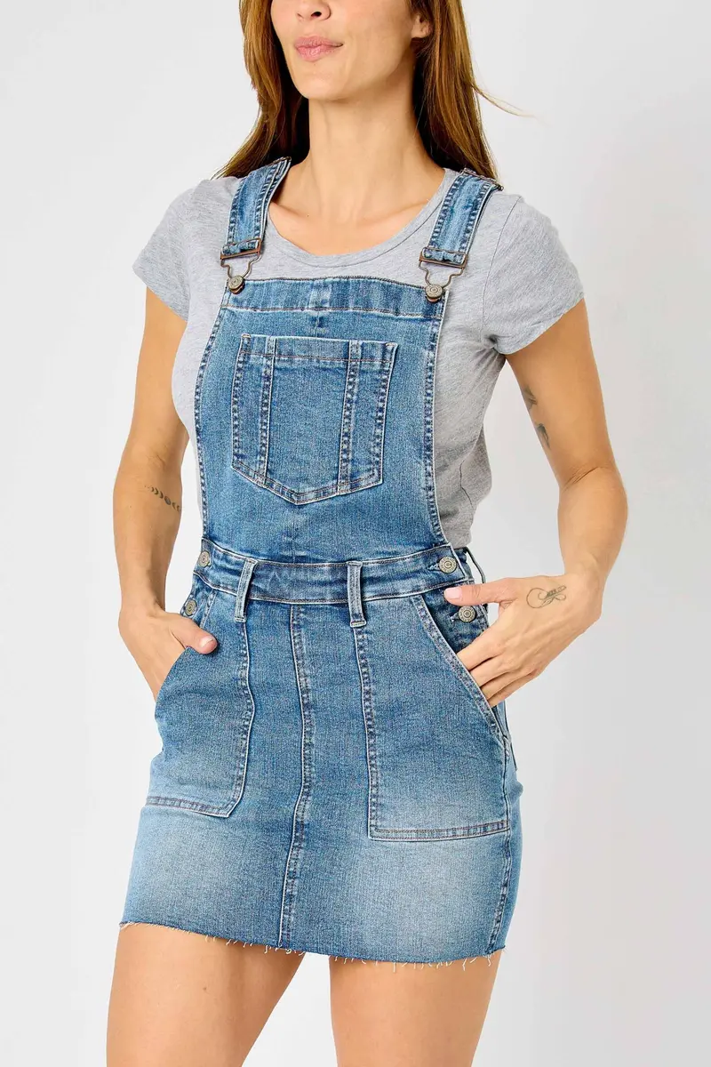 Raw-Hem Skirt Overalls with High-Rise Design – Judy Blue