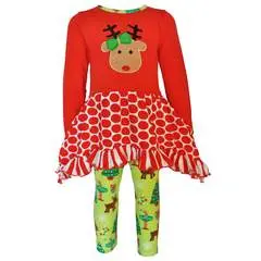 Reindeer-Print Tunic and Matching Leggings Set for Babies