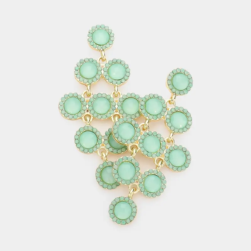 Round Stone Vine Dangle Earrings – Delicate Layered Design