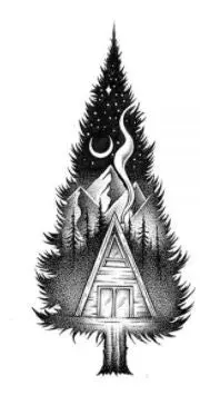 Rustic Mountain Cabin Adhesive Decal