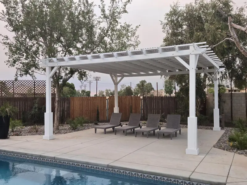 Santorini-Inspired White Redwood Pergola