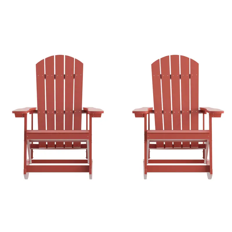 Savannah All-Weather Adirondack Rocking Chair Set – Poly Resin Wood + Stainless Steel Hardware (2-Pack)