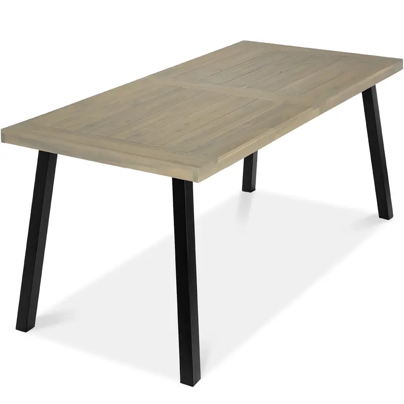 Six-Person Acacia Wood Dining Table for Indoor and Outdoor Use
