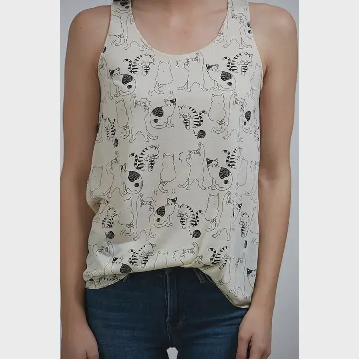 SM Wardrobe Women’s All-Over Cat Pattern Classic Tank