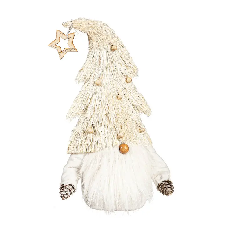 Snow-Themed Gnome Figurine with Star-Adorned Hat