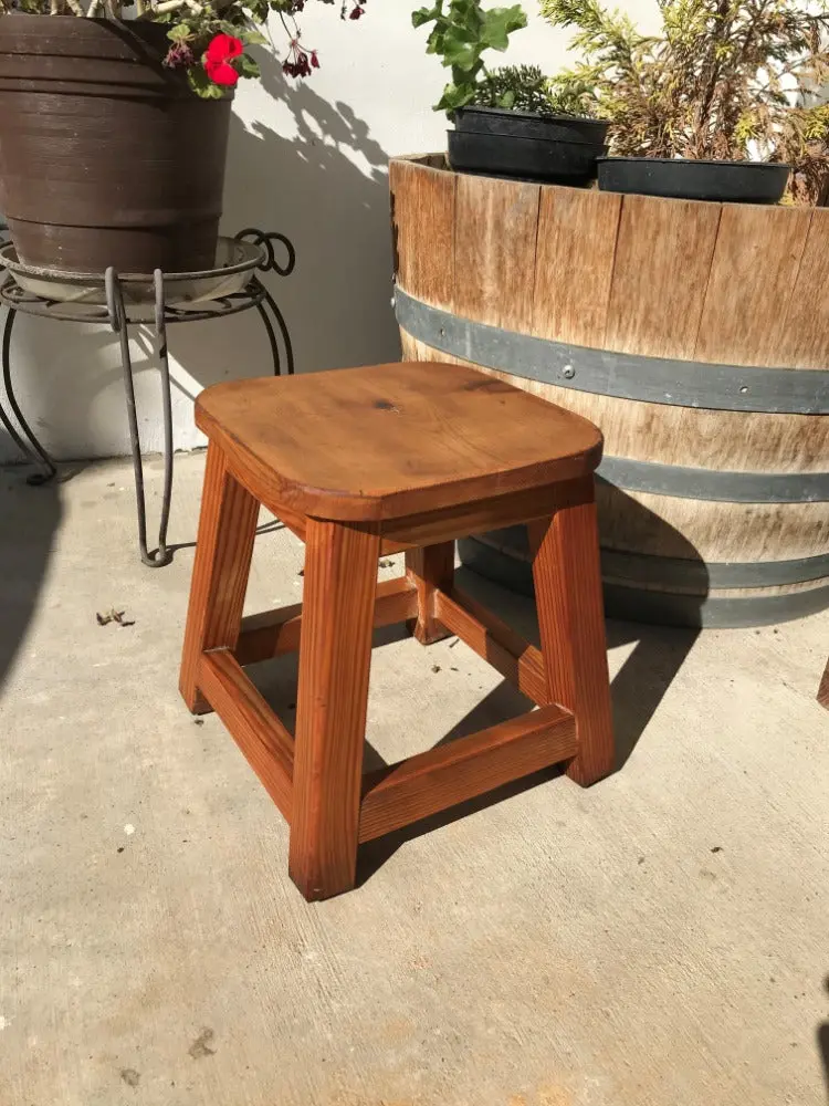 Solid Redwood Footstool