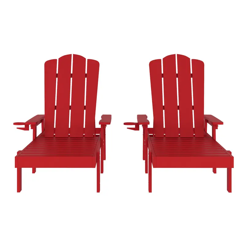 Sonora Dual Adjustable Adirondack Loungers: All-Weather HDPE with Cup Holders
