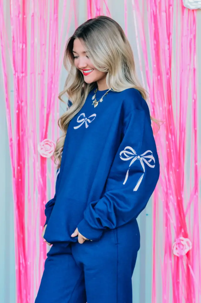 Southern Bliss Co. Navy Bowtie Logo Sweatshirt