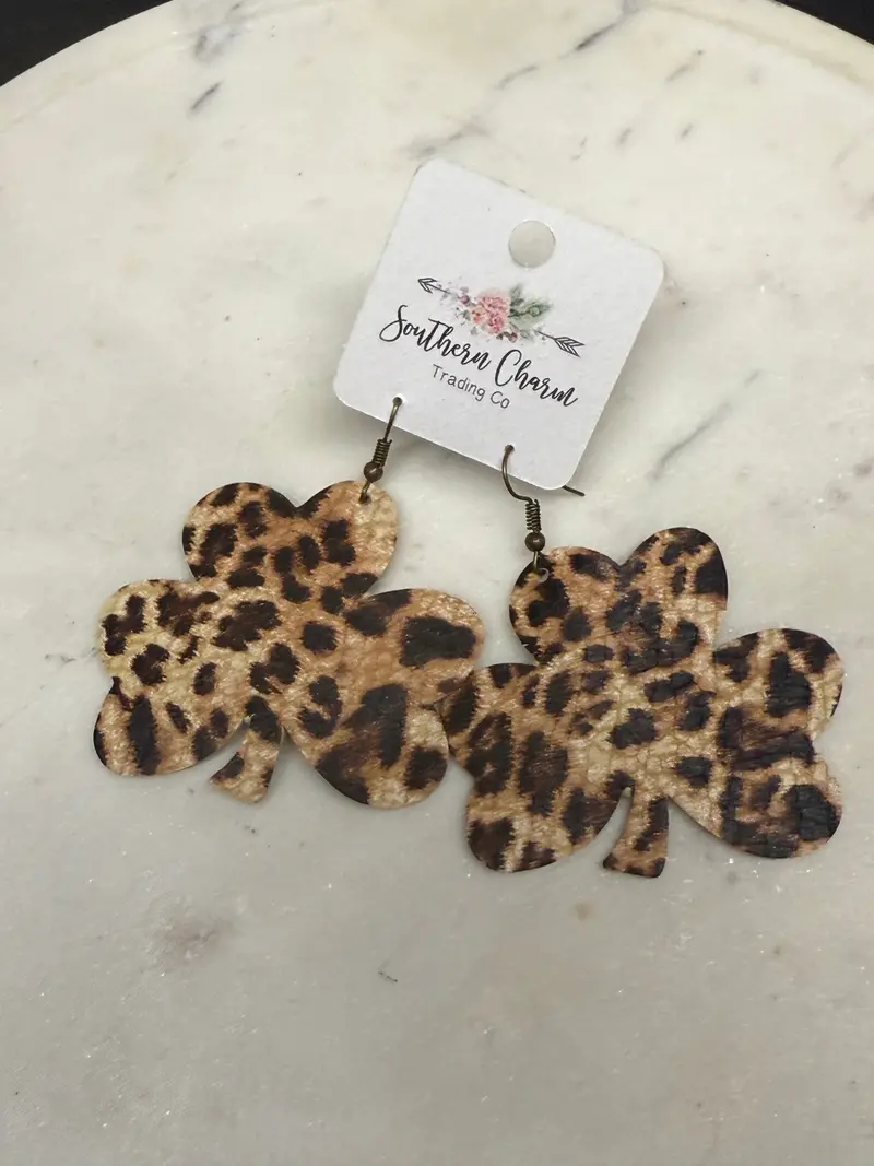 Southern Charm Leopard & Clover Dangle Earrings