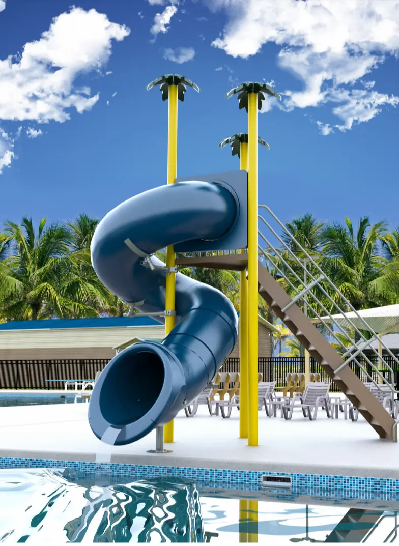 Spectrum Aquatics 360° Triangle Deck Pool Slide – Single Flume