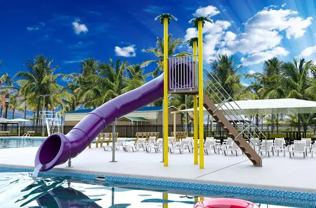 Spectrum Aquatics 90° Triangle Deck Pool Slide – Compact Single Flume