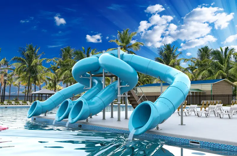 Spectrum Aquatics Quad Flume Half-Hex Deck Slide with 90°/360° Twists