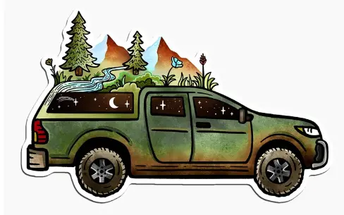Sticker Art: Road Trip Adventure Vinyl Decal Set for Laptops and Water Bottles