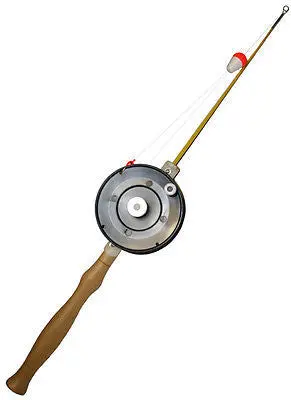 Stopper Econo 24-Inch Rigged Ice Fishing Rod Combo with Glass Tip & Wood Handle