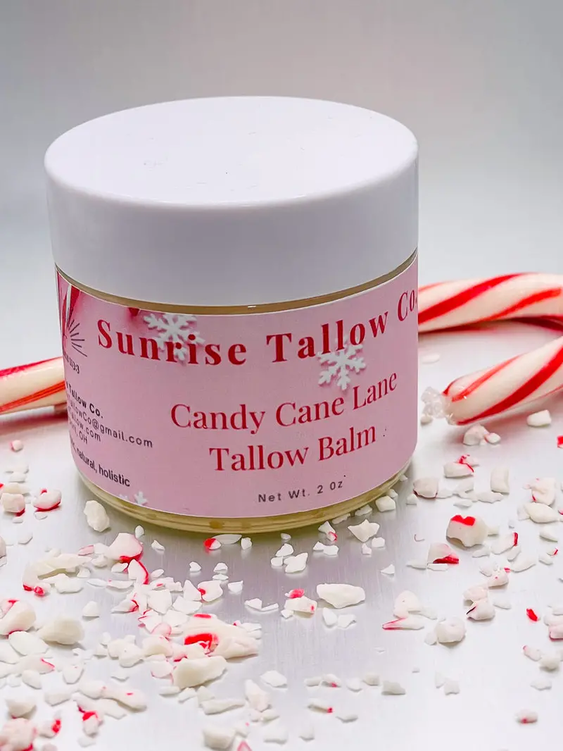 Sunrise Tallow Co. Candy Cane Lane Peppermint Lip Balm