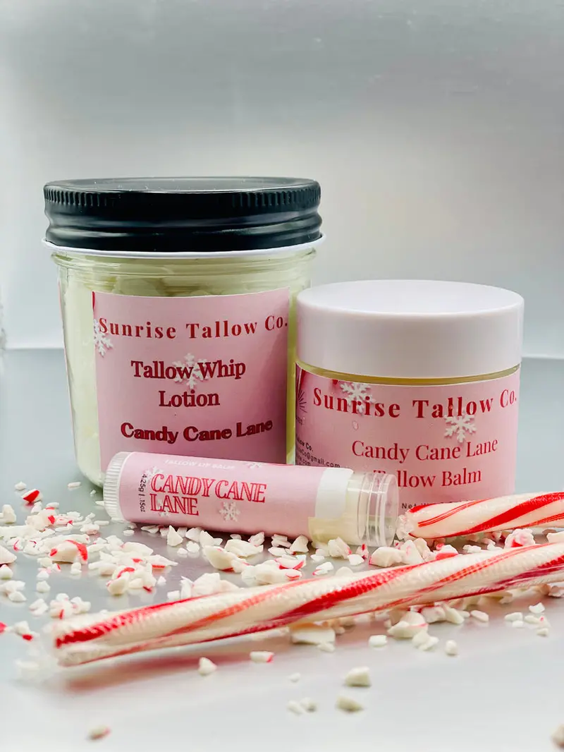 Sunrise Tallow Co. Holiday Candle Bundle: Candy Cane Lane Collection