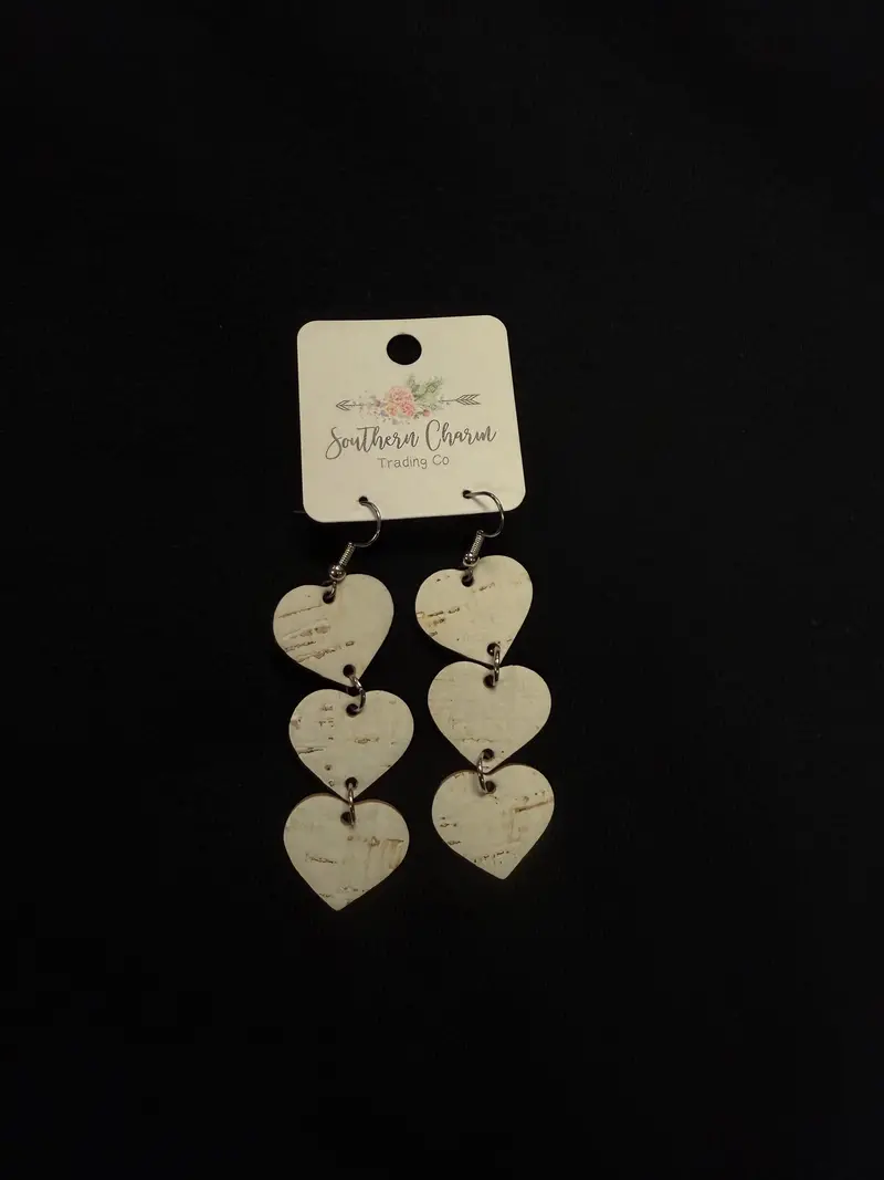 Triple Heart Drop Earrings