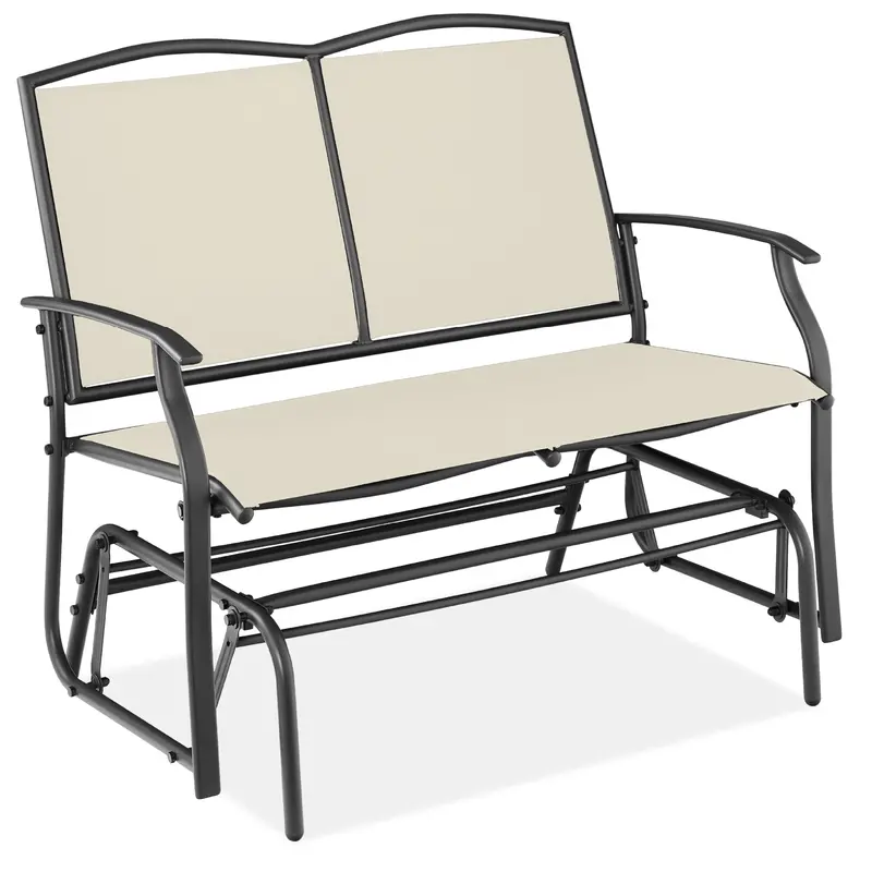 Two-Person Outdoor Loveseat Swing Glider with Rocking Motion and Padded Armrests