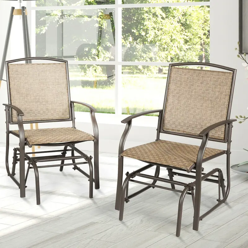 Two-Seat Patio Swing Glider Chair with Rocking Function