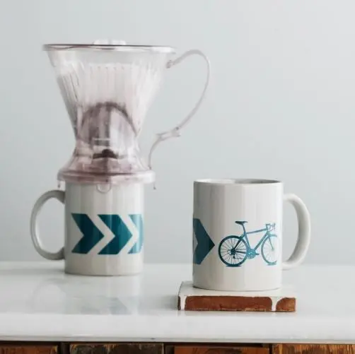 Vital Industries Chevron Bicycle Ceramic Coffee Mug