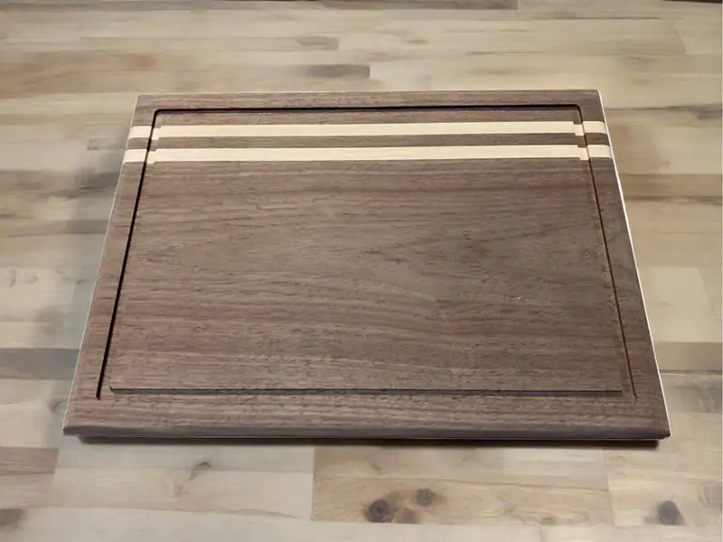 Walnut and Maple End-Grain Cutting Board – Dual-Strip Design