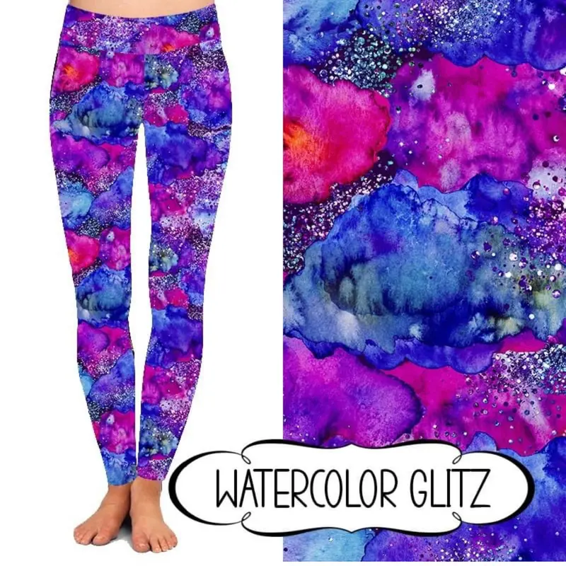 Watercolor Glitter Leggings