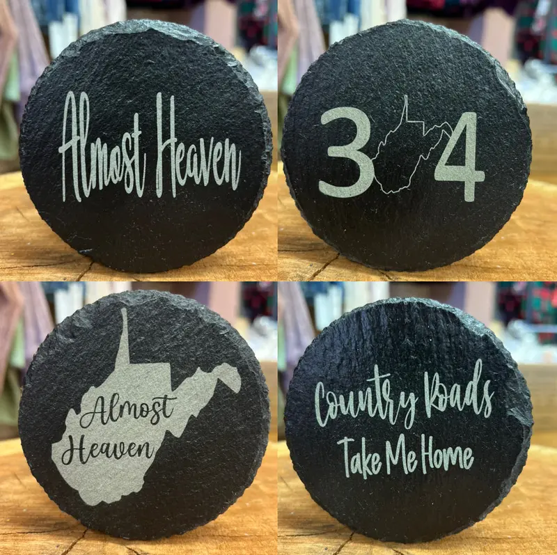 West Virginia State-Themed Slate Coasters – 4-Pack