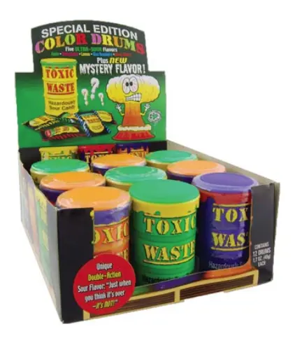 Wilcor Toxic Waste Drums Gummy Candy – Sour Green Apple Flavor Treat