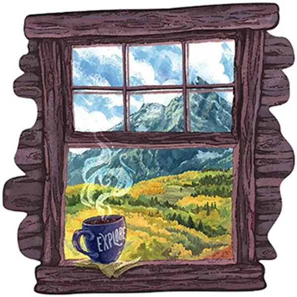 Wilderness Through a Window Vinyl Decal – Nature-Themed Sticker