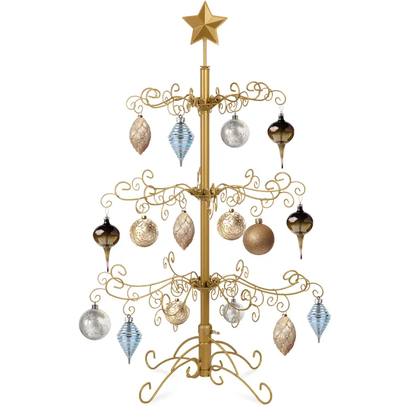 Wrought Iron Ornament Display Stand for Christmas Trees – 3-Foot Height with Easy Assembly