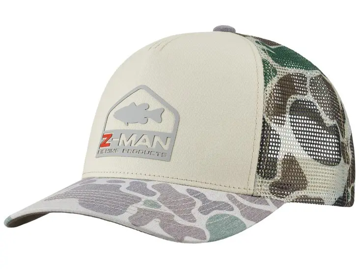 ZMAN Camo Bass Trucker Hat – Breathable Outdoor Fishing Cap