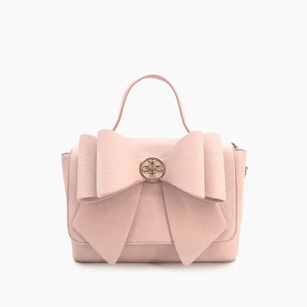 Zoey Double-Bow Blush Crossbody Bag – Vegan Leather Accessory
