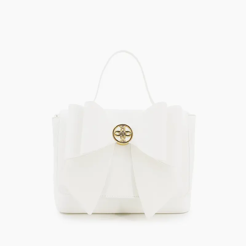 Zoey Double-Bow White Crossbody Bag – Clean Modern Design